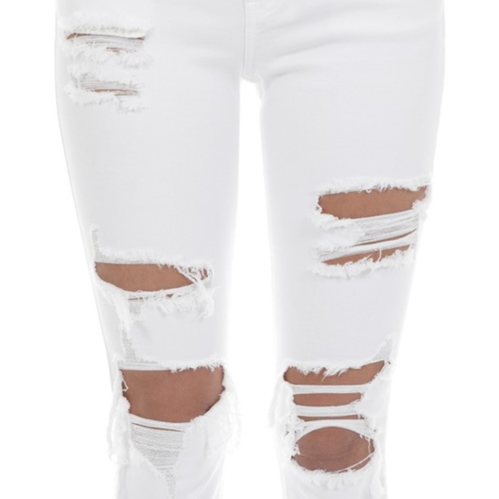 EUNINA DENIM WHITE DISTRESSED RIPPED JEANS 5-11 - Picture 4 of 5